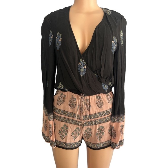 Free People Paisley Flare Sleeve Romper - Picture 1 of 9